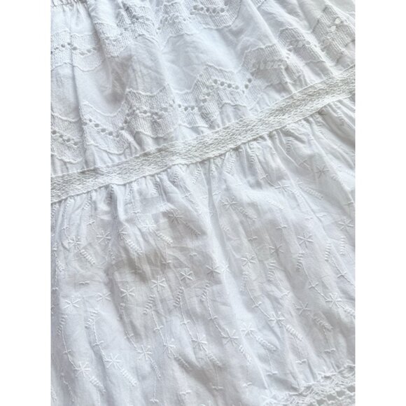Girls' ZARA White Cotton Poplin Embroidered Eyelet Tiered Maxi Dress, Size 11-12 - Picture 9 of 14